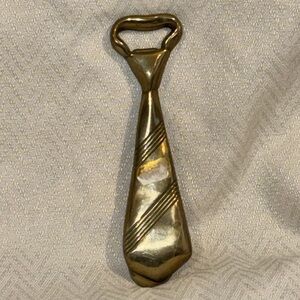 Vintage Solid Brass Neck Tie Bottle Opener & Crown Capper Mid Century 28 grams